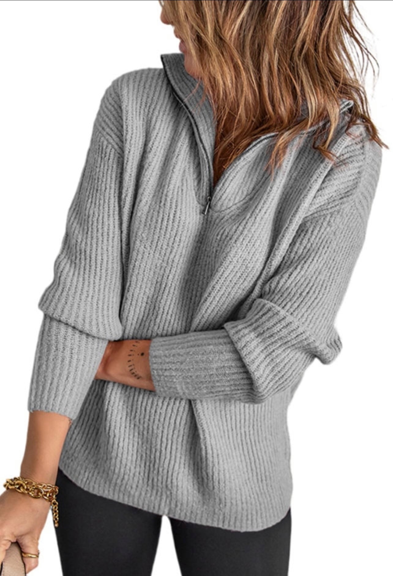 Gray Zippered Sweater